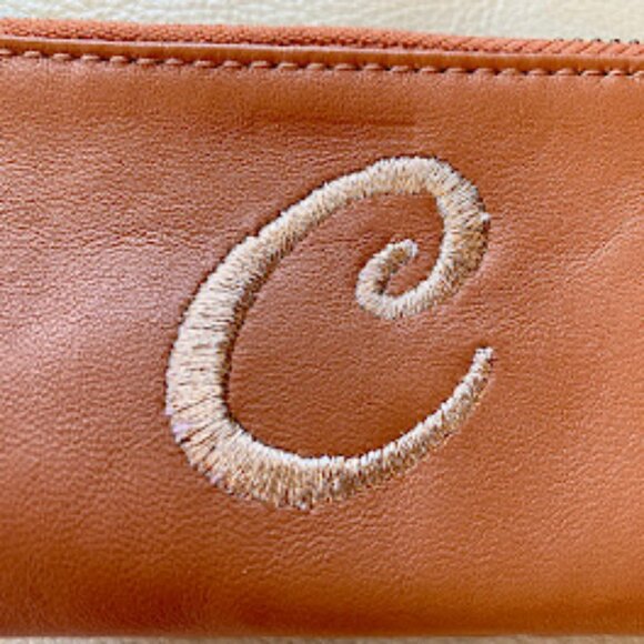 Anthropologie Miss Albright monogram C leather coin purse with zipper and tassle - Picture 8 of 8